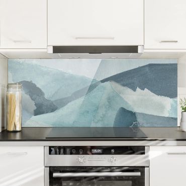 Panel szklany do kuchni - Fale w kolorze niebieskim III