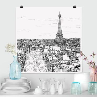 Plakat - Studium miasta - Paryż