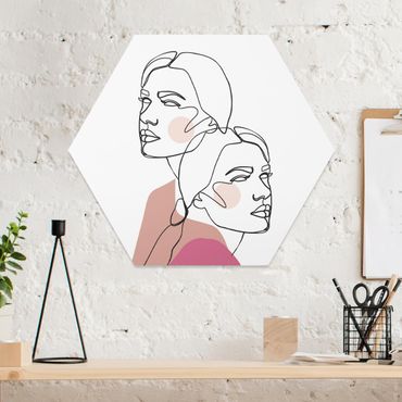 Obraz heksagonalny z Forex - Linia Art Kobiety portret policzki różowy