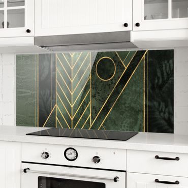 Panel szklany do kuchni - Kształty geometryczne Szmaragdowe złoto