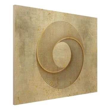 Obraz z drewna - Koło sztuki liniowej Spirala złota