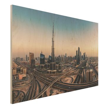 Obrazy z drewna - Wieczorna atmosfera w Dubaju
