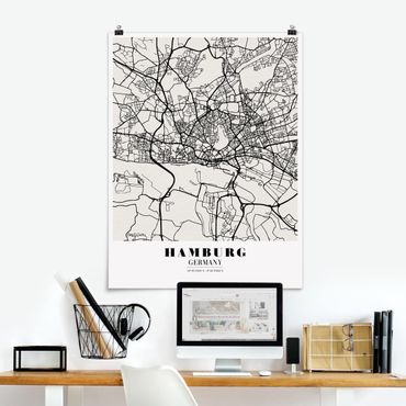 Plakat - Mapa miasta Hamburg - Klasyczna