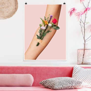 Plakat - Ręka z kwiatami