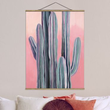 Plakat z wieszakiem - Kaktus na różowo I