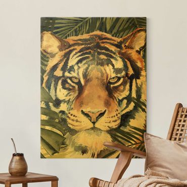 Złoty obraz na płótnie - Tygrys w dżungli