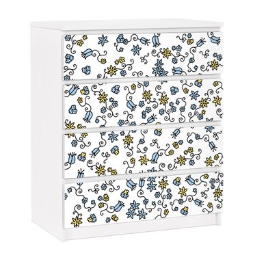 Okleina meblowa IKEA - Malm komoda, 4 szuflady - Wzór kwiatowy Mille fleurs
