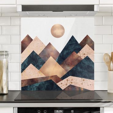 Panel szklany do kuchni - Geometryczne góry brązowy