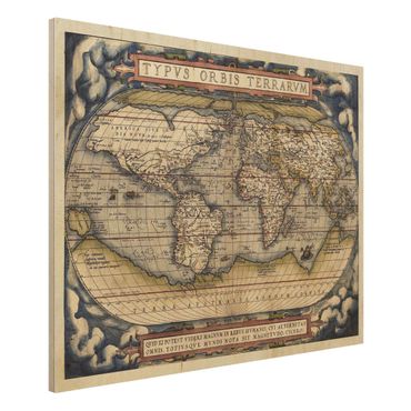 Obraz z drewna - Historyczna mapa świata Typus Orbis Terrarum