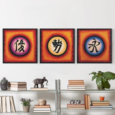 Obraz na płótnie 3-częściowy - Trio znaków chińskich