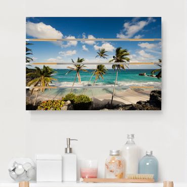 Obraz z drewna - Plaża na Barbadosie