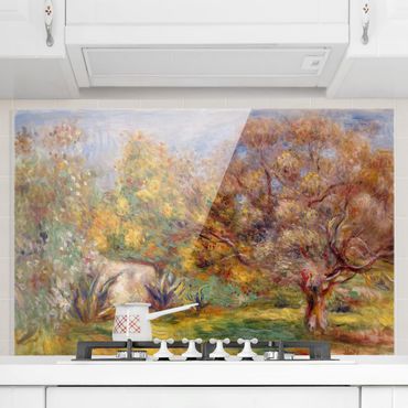 Panel szklany do kuchni - Auguste Renoir - Ogród z drzewami oliwnymi