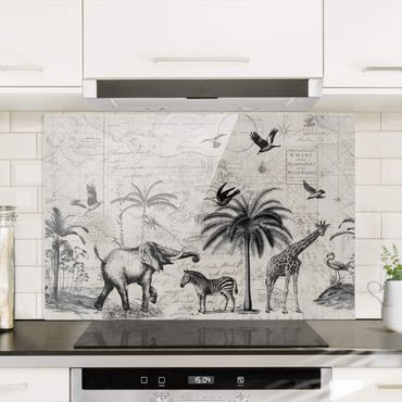 Panel szklany do kuchni - Kolaż w stylu vintage - egzotyczna mapa