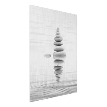 Obraz Alu-Dibond - Kamienna wieża w wodzie, czarno-biała
