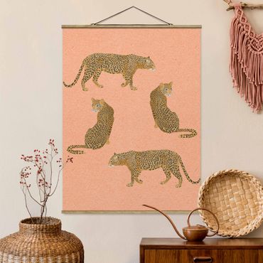 Plakat z wieszakiem - Ilustracja Leopard Różowe malarstwo