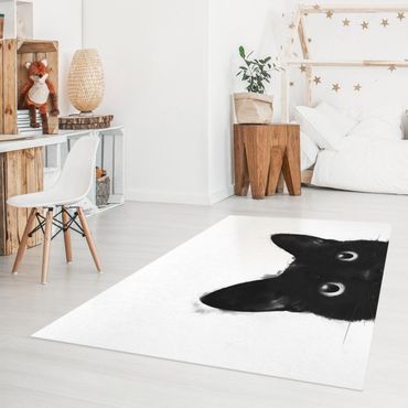 Dywan winylowy - Ilustracja czarnego kota na białym obrazie