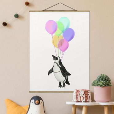 Plakat z wieszakiem - Ilustracja pastelowych balonów w kształcie pingwina