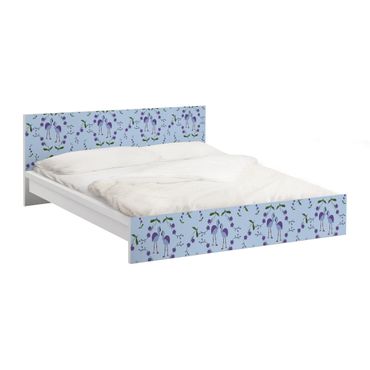 Okleina meblowa IKEA - Malm łóżko 180x200cm - Wzór Mille Fleurs Niebieski