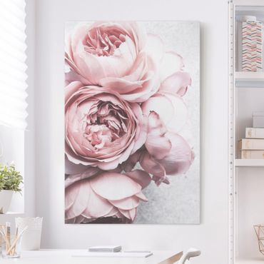 Obraz na płótnie - Kwiaty różowej piwonii Shabby Pastel