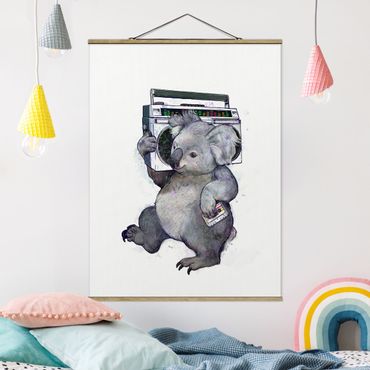 Plakat z wieszakiem - Ilustracja Koala z radiem Malowanie