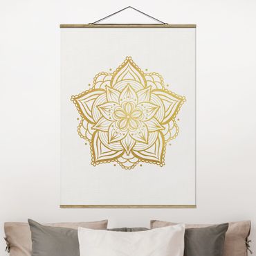 Plakat z wieszakiem - Mandala Flower Illustration białe złoto