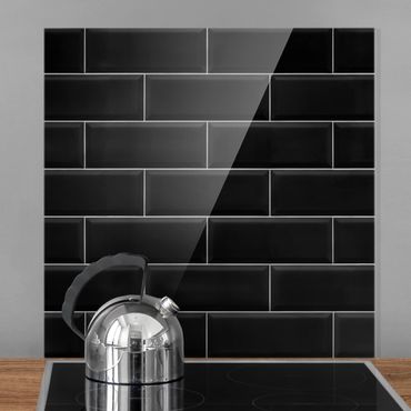 Panel szklany do kuchni - Płytki ceramiczne czarne
