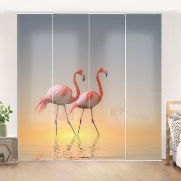 Zasłony panelowe zestaw - Miłość flaminga