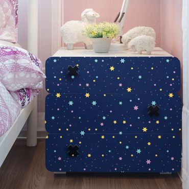 Okleina meblowa do pokoju dziecięcego - Dziecięcy wzór w nocne niebo z kolorowymi gwiazdami