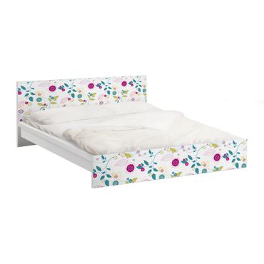 Okleina meblowa IKEA - Malm łóżko 140x200cm - Koktajl kwiatowy