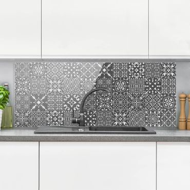 Panel szklany do kuchni - Przykładowe płytki Ciemnoszary Biały