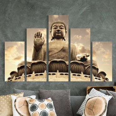 Obraz na płótnie 5-częściowy - Wielki Budda Sepia