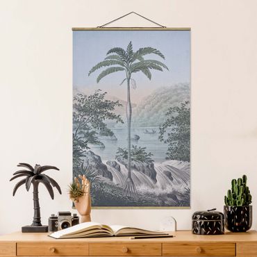 Plakat z wieszakiem - Ilustracja w stylu vintage - Pejzaż z drzewem palmowym