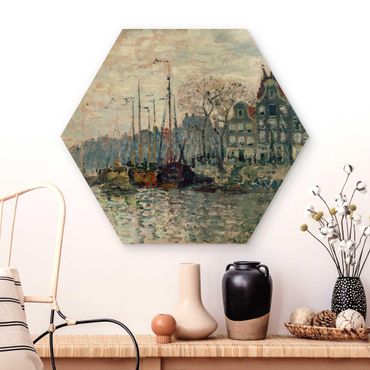 Obraz heksagonalny z drewna - Claude Monet - Kromme Waal Amsterdam