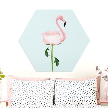 Obraz heksagonalny z Forex - Flamingo z różą
