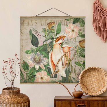 Plakat z wieszakiem - Kolaże w stylu kolonialnym - Różowy kakadu