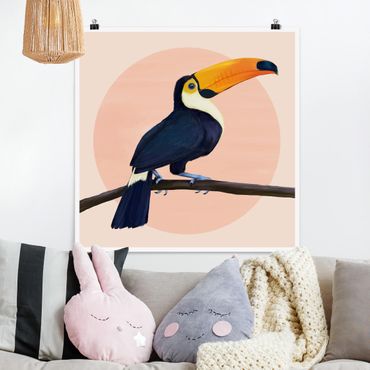 Plakat - Ilustracja ptak tukan malarstwo pastelowe