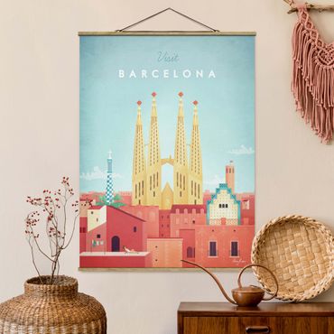 Plakat z wieszakiem - Plakat podróżniczy - Barcelona