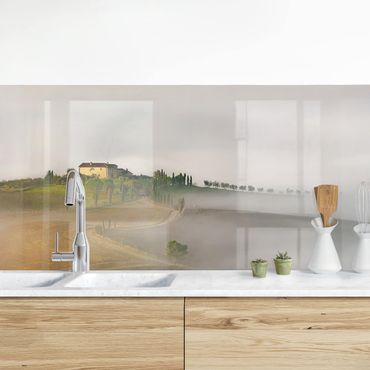 Panel ścienny do kuchni - Poranna mgła w Toskanii
