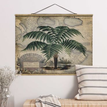 Plakat z wieszakiem - Kolaż w stylu vintage - drzewo palmowe i mapa świata