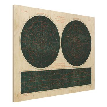 Obraz z drewna - Ilustracja w stylu vintage - konstelacje gwiezdne