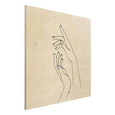 Obraz z drewna - Line Art Ręce plastyka