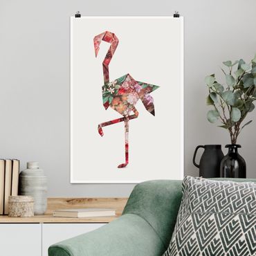 Plakat - Origami Flamingo