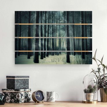 Obraz z drewna - Mistyczny las zimowy