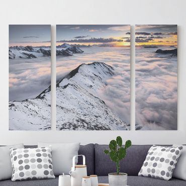 Obraz na płótnie 3-częściowy - Widok na chmury i góry