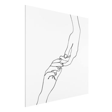 Obraz Forex - Line Art Ręce dotykowe czarno-biały