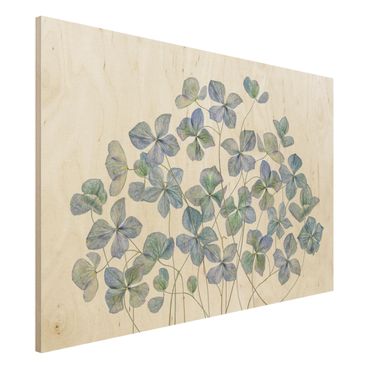 Obraz z drewna - Błękitne kwiaty hortensji