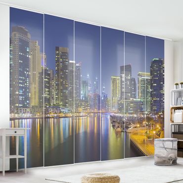 Zasłony panelowe zestaw - Nocna panorama Dubaju