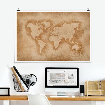 Plakat - Starożytna mapa świata