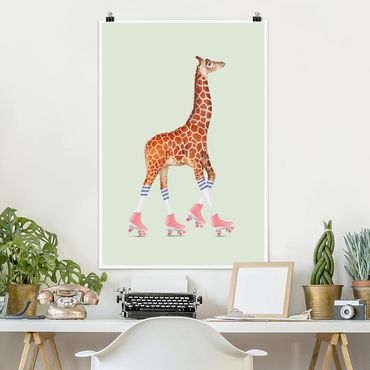 Plakat - Żyrafa na wrotkach