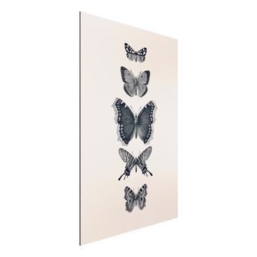 Obraz Alu-Dibond - Motyle z atramentu na beżowym tle